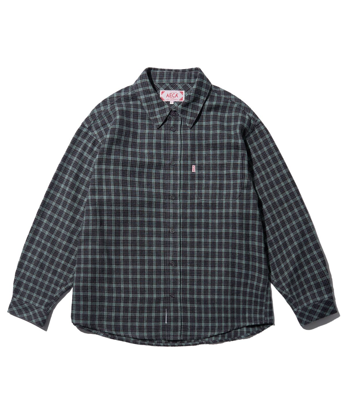 에이카화이트(AECA) GLEN CHECK POCKET SHIRTS-GREEN