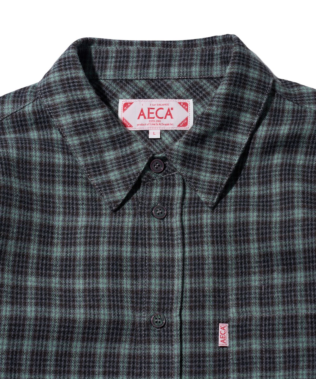 에이카화이트(AECA) GLEN CHECK POCKET SHIRTS-GREEN
