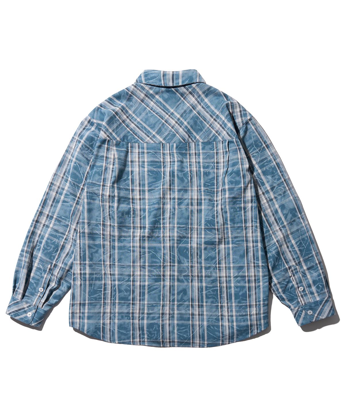에이카화이트(AECA) WASHED TARTAN CHECK POCKET SHIRTS-SKY BLUE