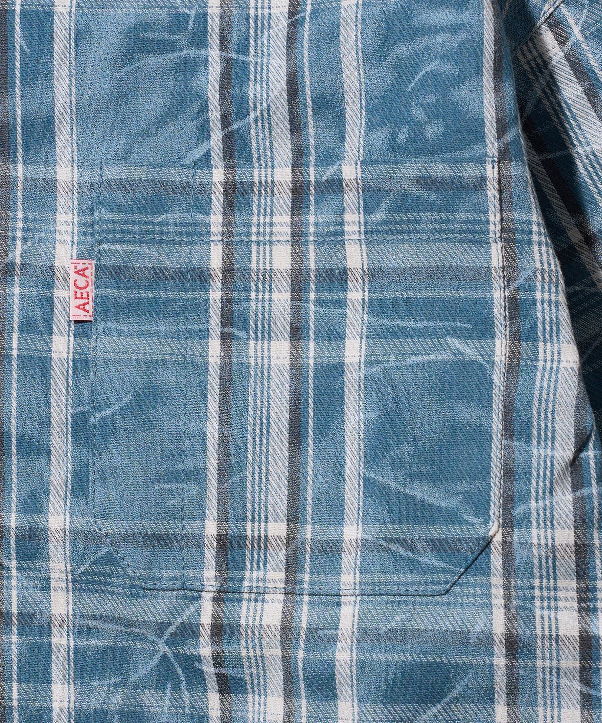 에이카화이트(AECA) WASHED TARTAN CHECK POCKET SHIRTS-SKY BLUE