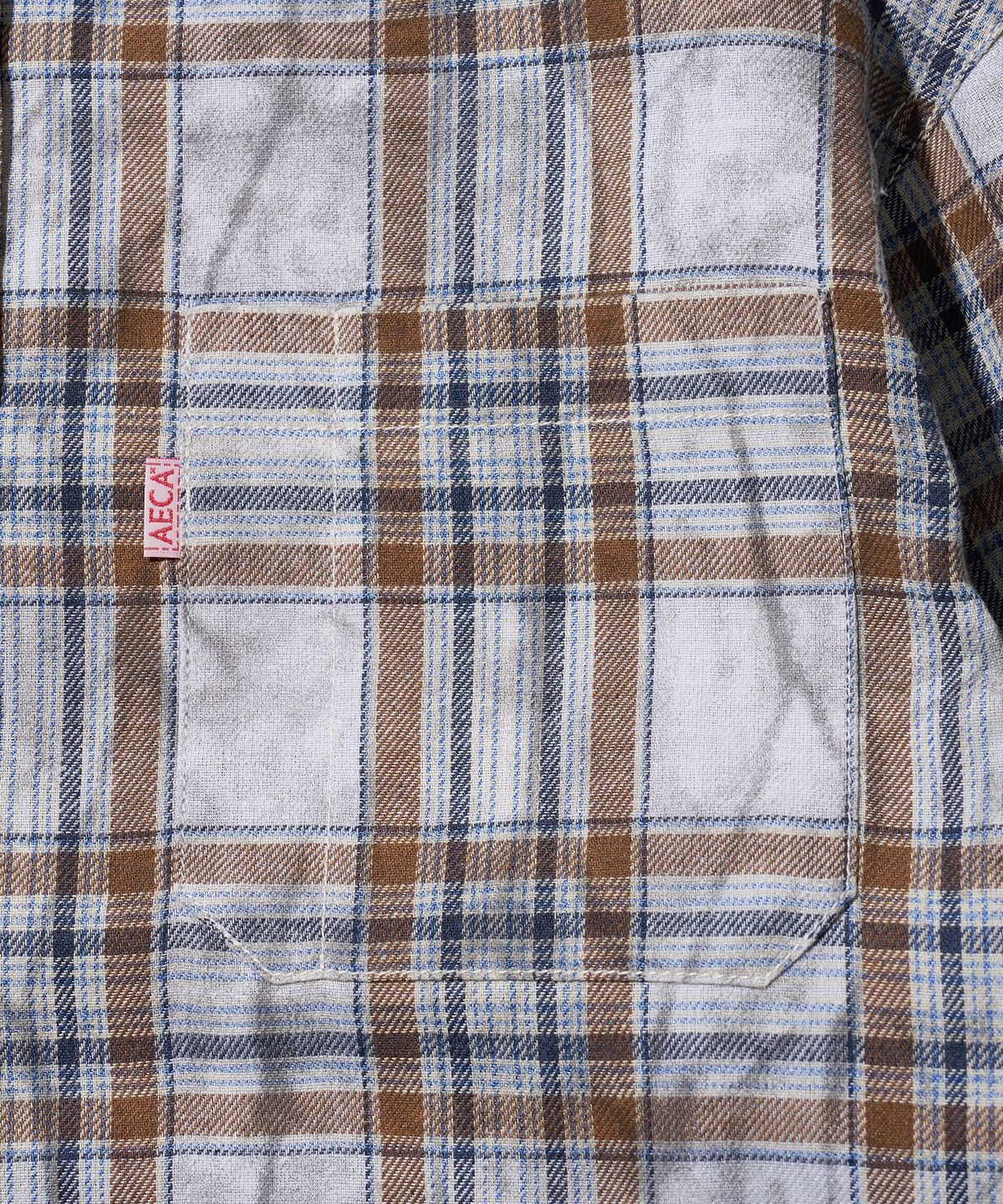 에이카화이트(AECA) WASHED TARTAN CHECK POCKET SHIRTS-BEIGE