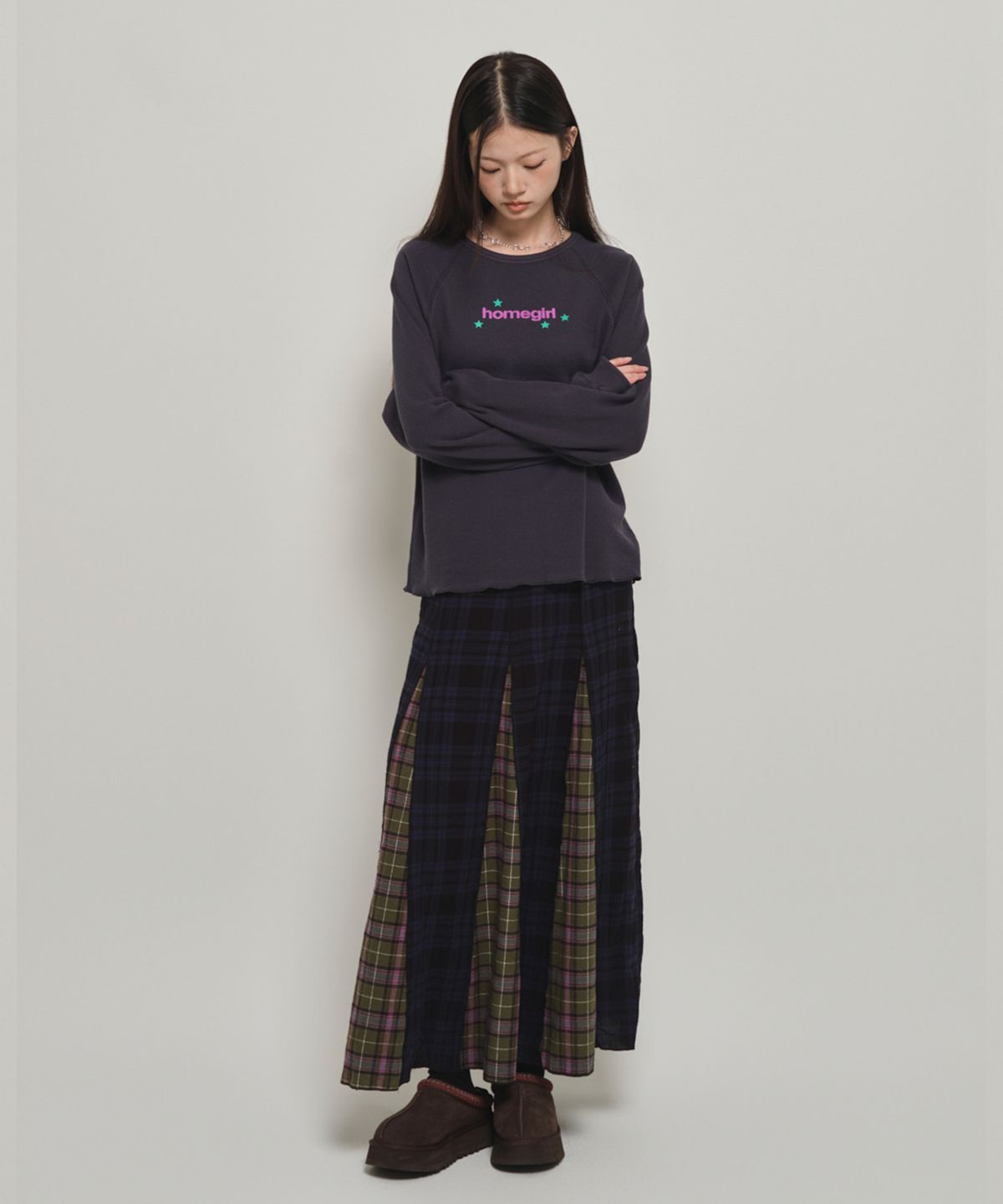 홈바디띵즈(HOMEBODY THINGS) HOMEGIRL WAFFLE CREW SWEAT (NAVY)