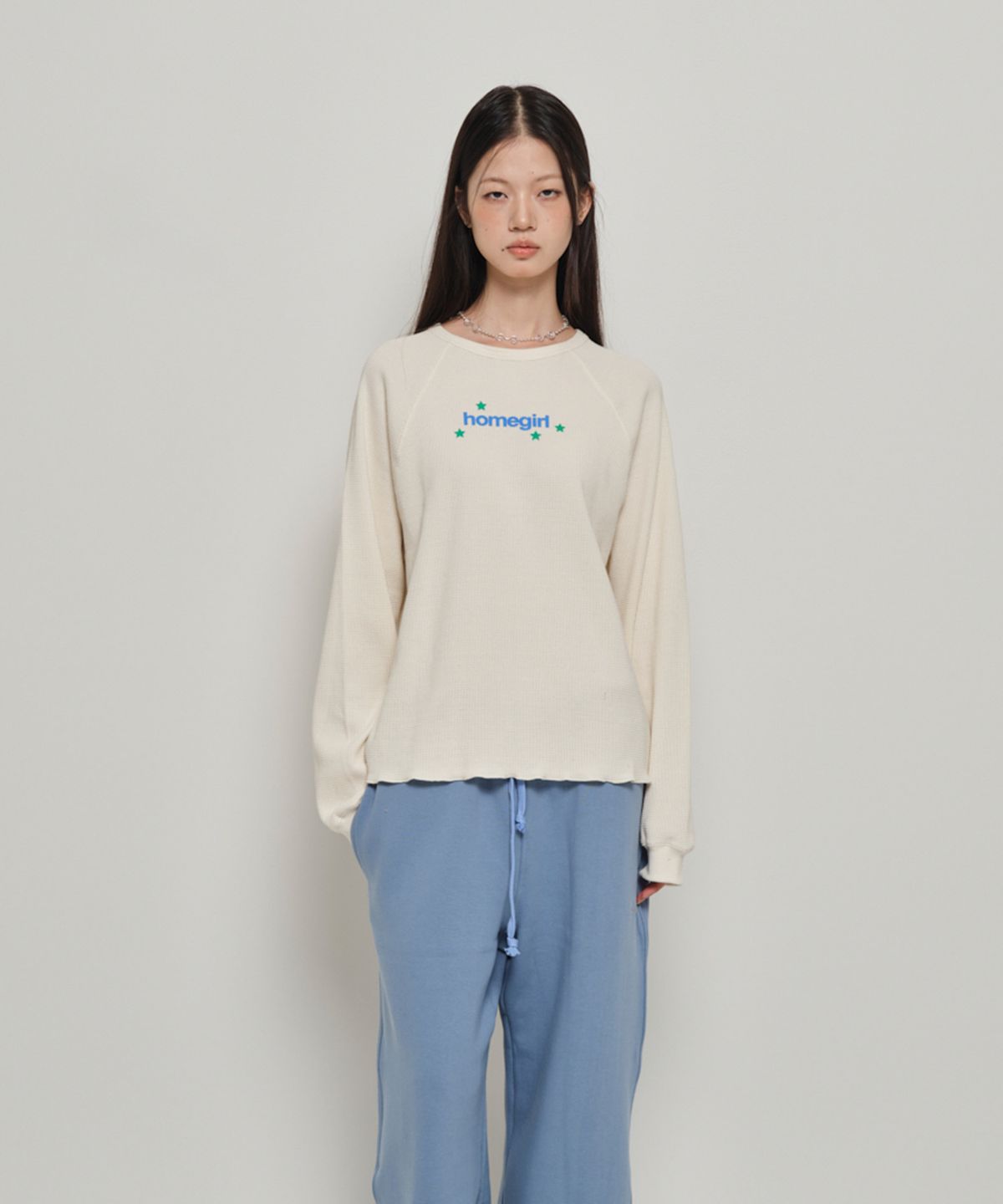 홈바디띵즈(HOMEBODY THINGS) HOMEGIRL WAFFLE CREW SWEAT (IVORY)