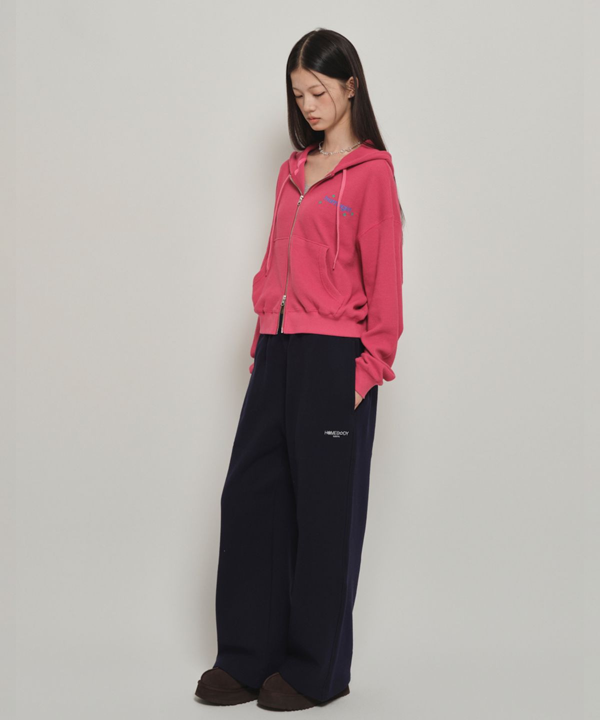 홈바디띵즈(HOMEBODY THINGS) HOMEGIRL WAFFLE ZIP-UP (RED)