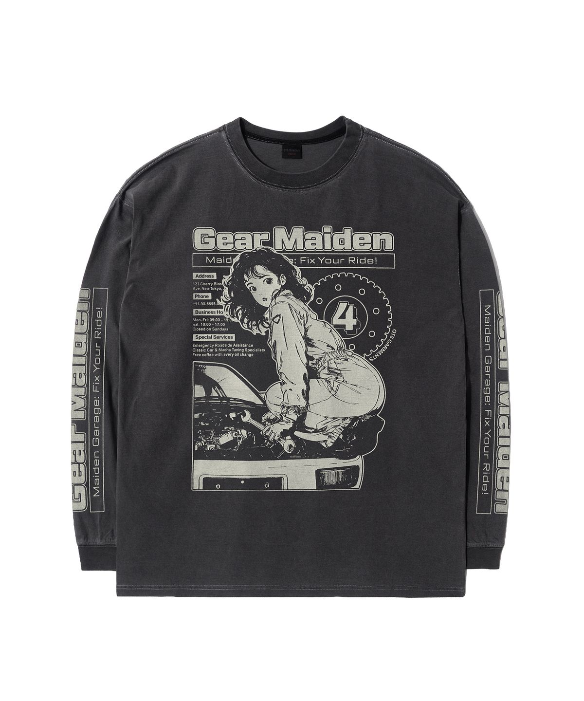 큐티에잇 가먼츠(QT8 GARMENTS) RG Gear Maiden Washed Long Sleeve (Charcoal)
