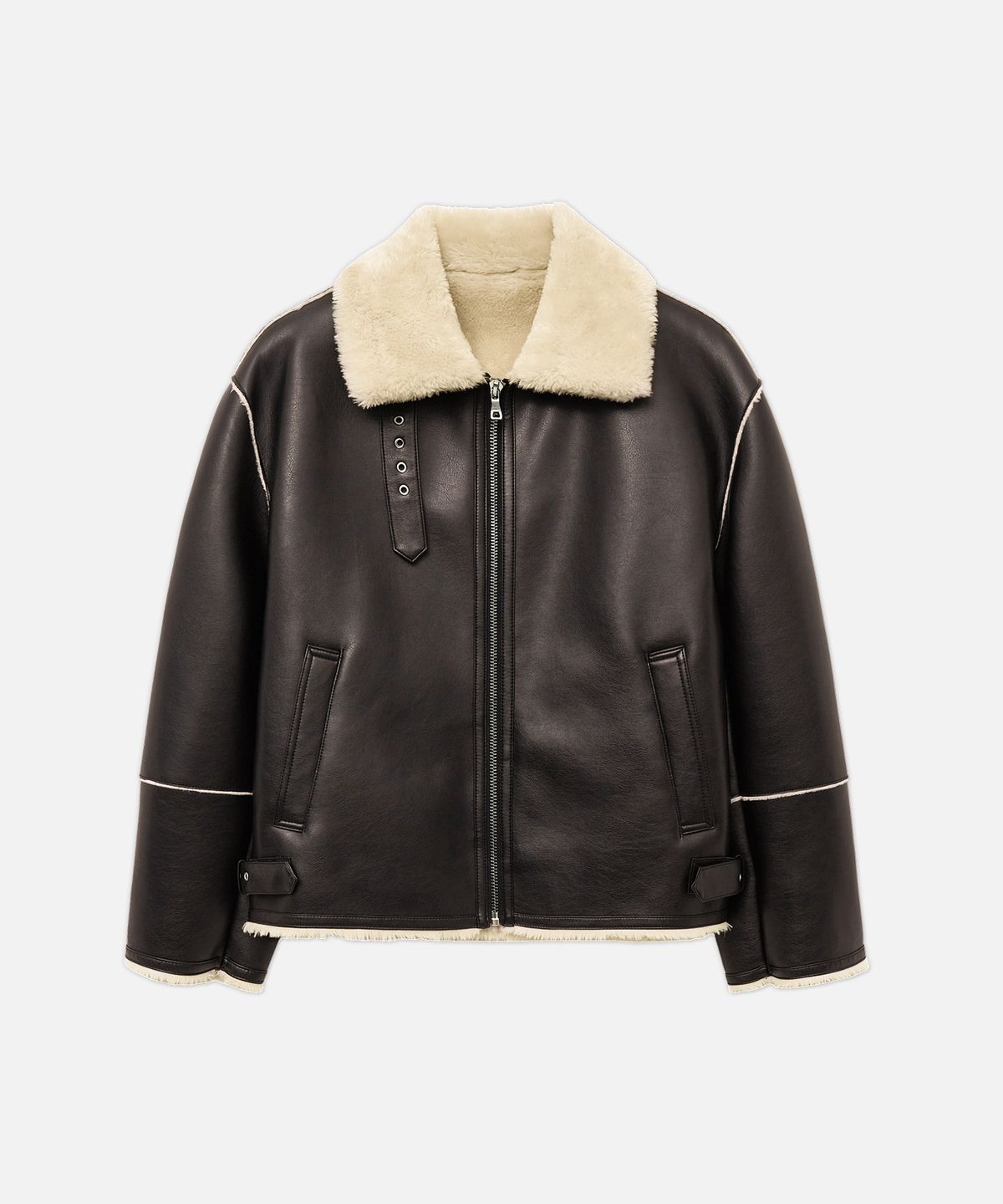 드로우핏(DRAW FIT) 오버사이즈 라인 무스탕 자켓 [BROWN]