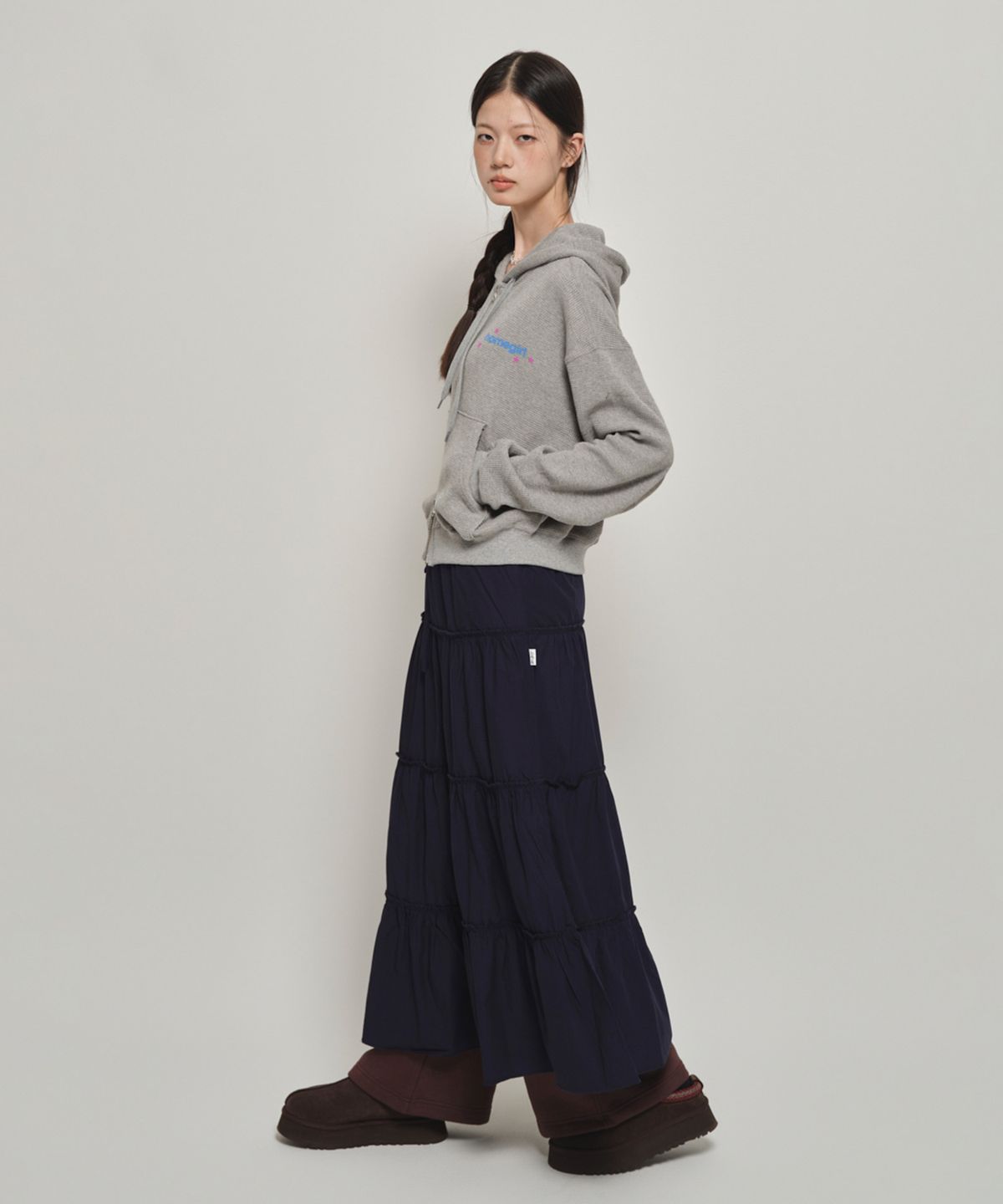 홈바디띵즈(HOMEBODY THINGS) HOMEGIRL WAFFLE ZIP-UP (GREY)
