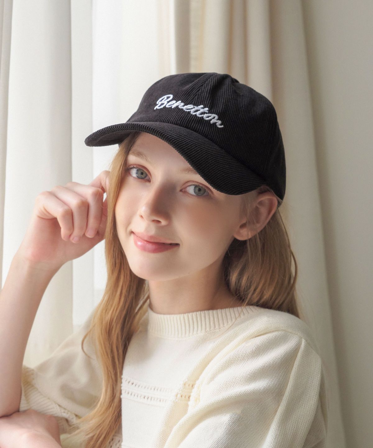 베네통(BENETTON) 리브드 볼캡 블랙