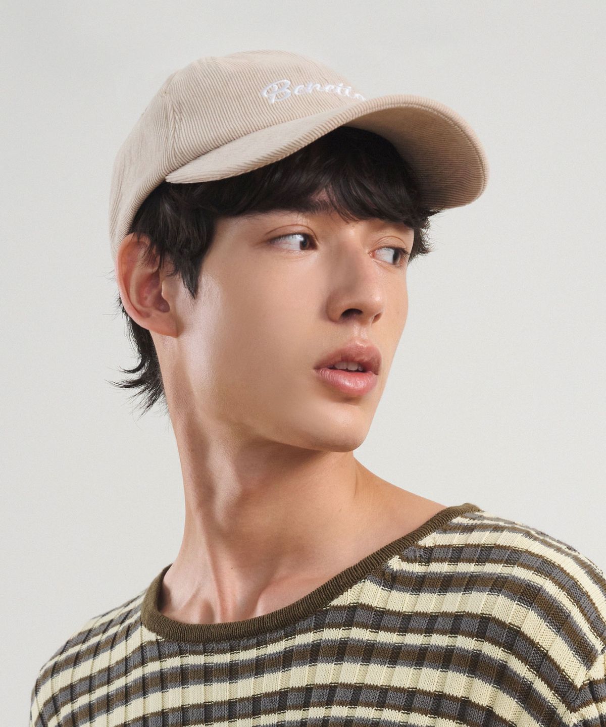 베네통(BENETTON) 리브드 볼캡 베이지