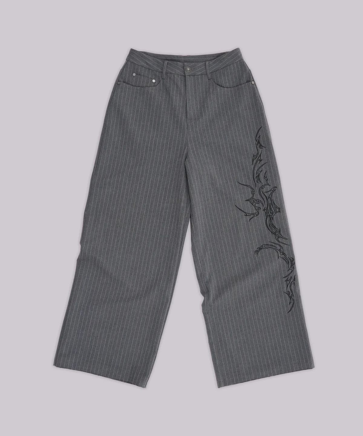 제이디드 런던(JADED LONDON) (U) 고딕 핀스트라이프 골리앗 트라우저 그레이 GOTHIC PINSTRIPE GOLIATH TROUSERS GREY
