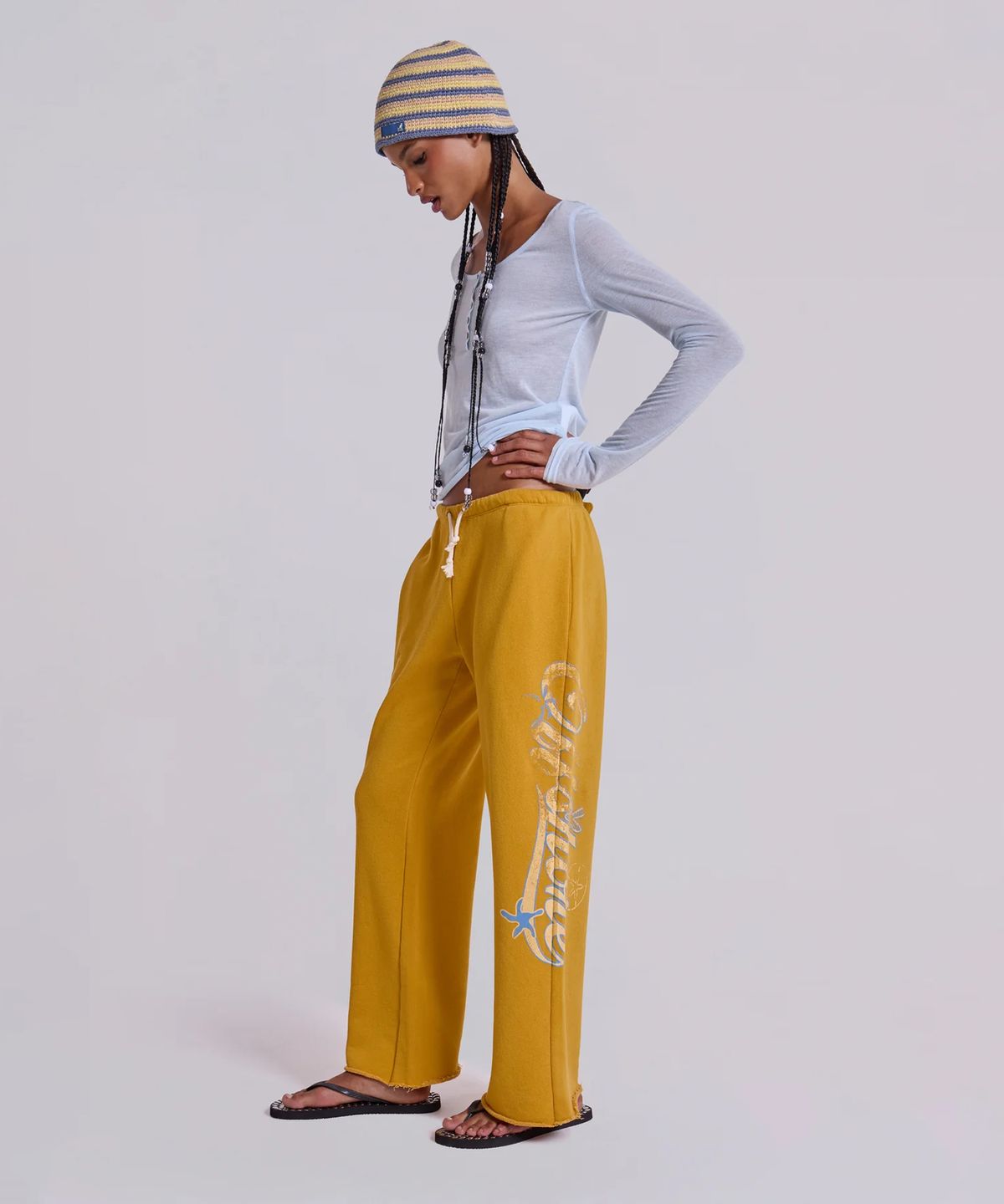 제이디드 런던(JADED LONDON) (W) 컷 오프 스트레이트 레그 조거 옐로우 CUT OFF STRAIGHT LEG JOGGER YELLOW