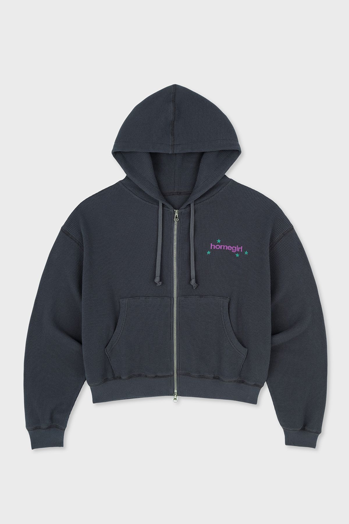 홈바디띵즈(HOMEBODY THINGS) HOMEGIRL WAFFLE ZIP-UP (CHARCOAL)