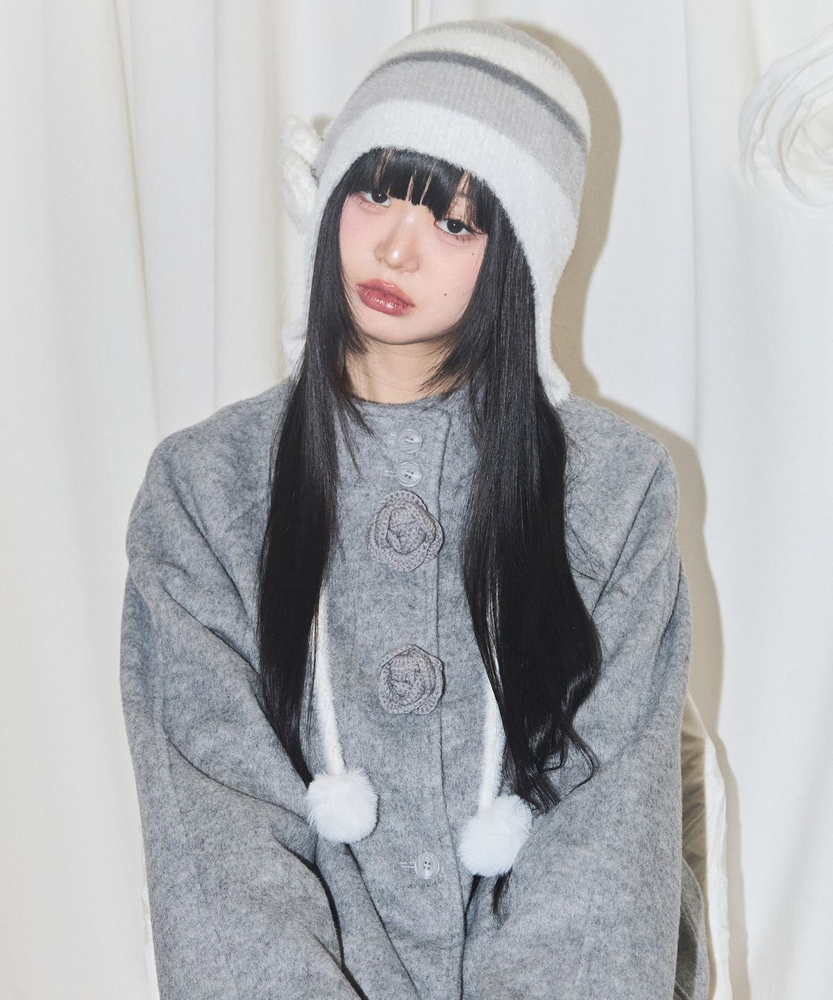 일리고(ILLIGO) 플레르 이어플랩 비니 아이보리