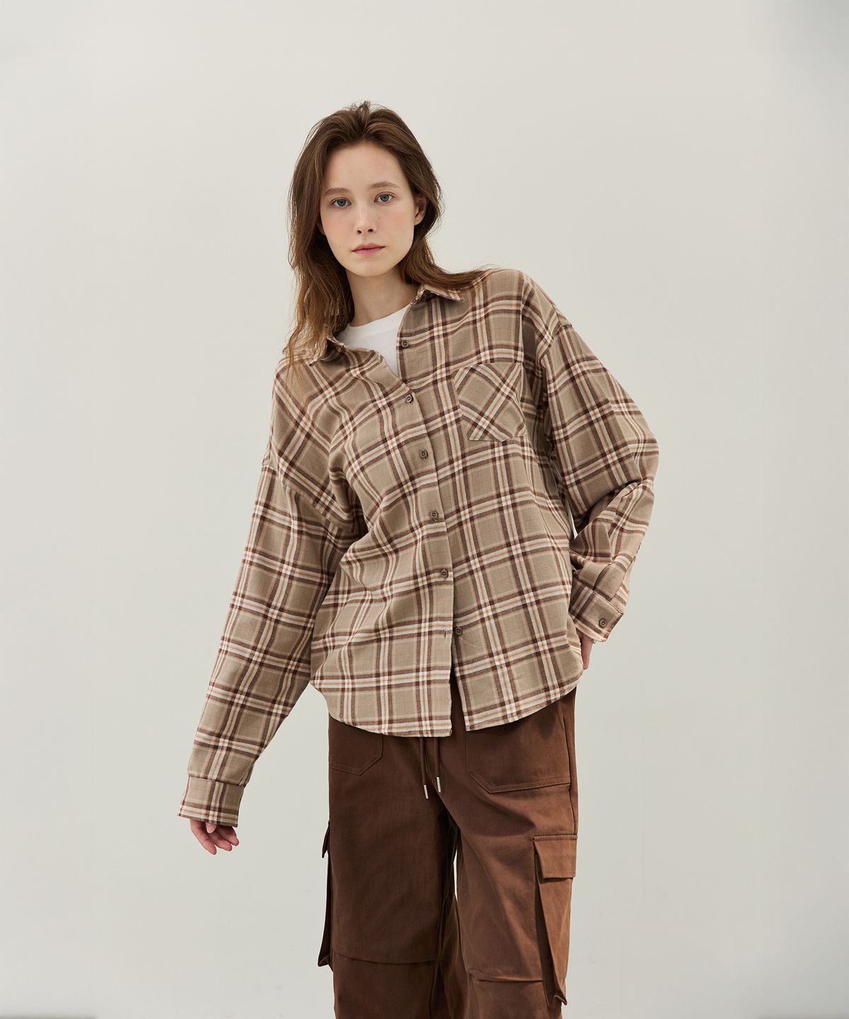와르 포 우먼(WAARFORWOMAN) WS-06 루즈핏 체크 셔츠(2COLORS)