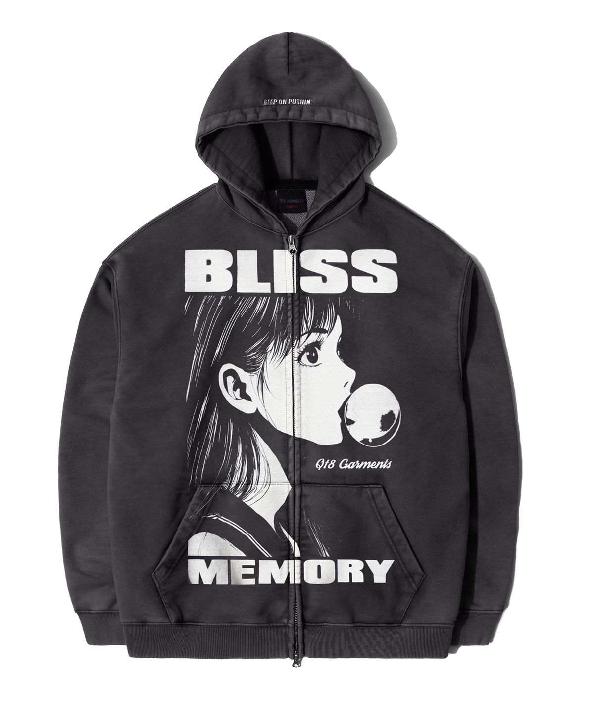 큐티에잇 가먼츠(QT8 GARMENTS) RG Bliss Washed Zip-up hoodie (Charcoal)