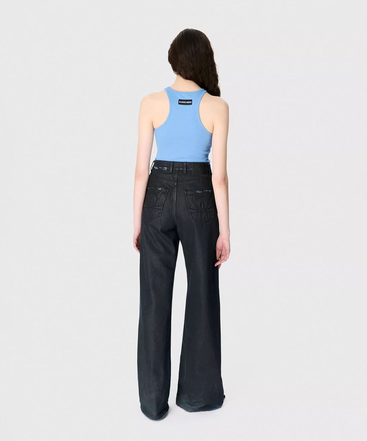 마린 세르(MARINE SERRE) (W) 문 로고 리브드 저지 탱크 탑 블루 MOON LOGO RIBBED JERSEY TANK TOP BB01 BLUE BONNET
