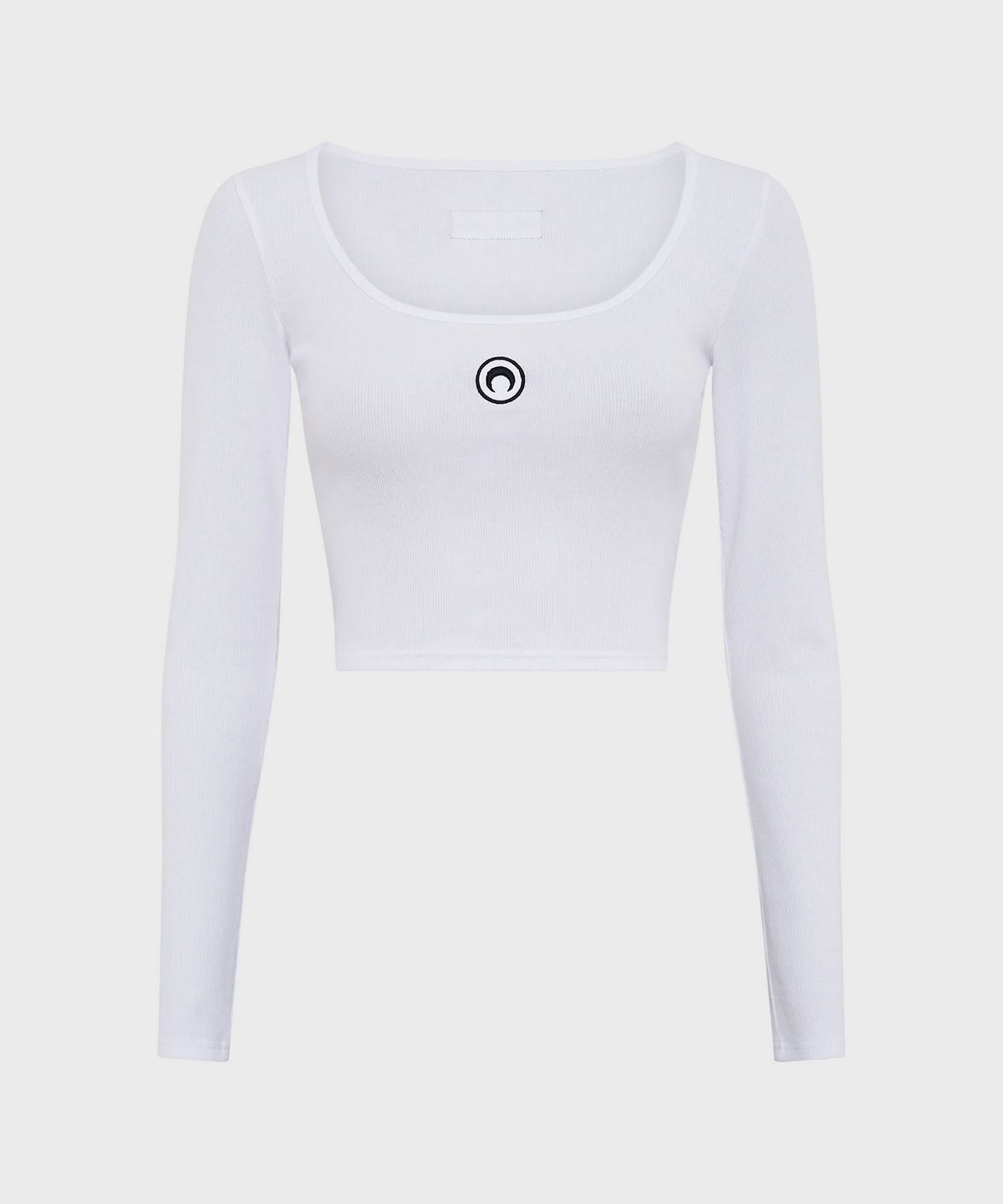 마린 세르(MARINE SERRE) (W) 문 로고 저지 롱슬리브 라운드넥 탑 화이트 MOON LOGO JERSEY LS ROUNDNECK TOP WH10 WHITE