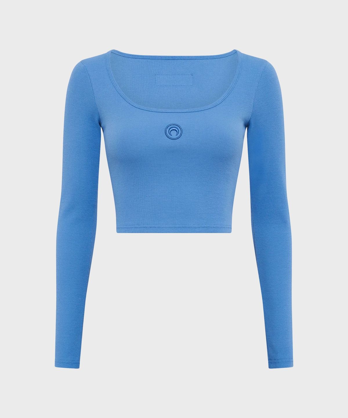 마린 세르(MARINE SERRE) (W) 문 로고 저지 롱슬리브 라운드넥 탑 블루 MOON LOGO JERSEY LS ROUNDNECK TOP BB01 BLUE BONNET