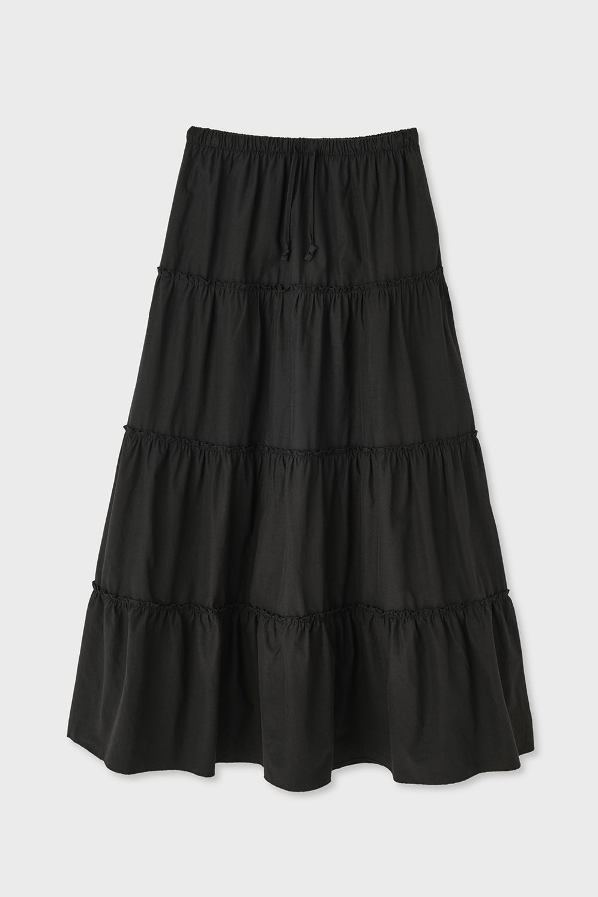 홈바디띵즈(HOMEBODY THINGS) Maxi Shirring Flare Skirt (BLACK)