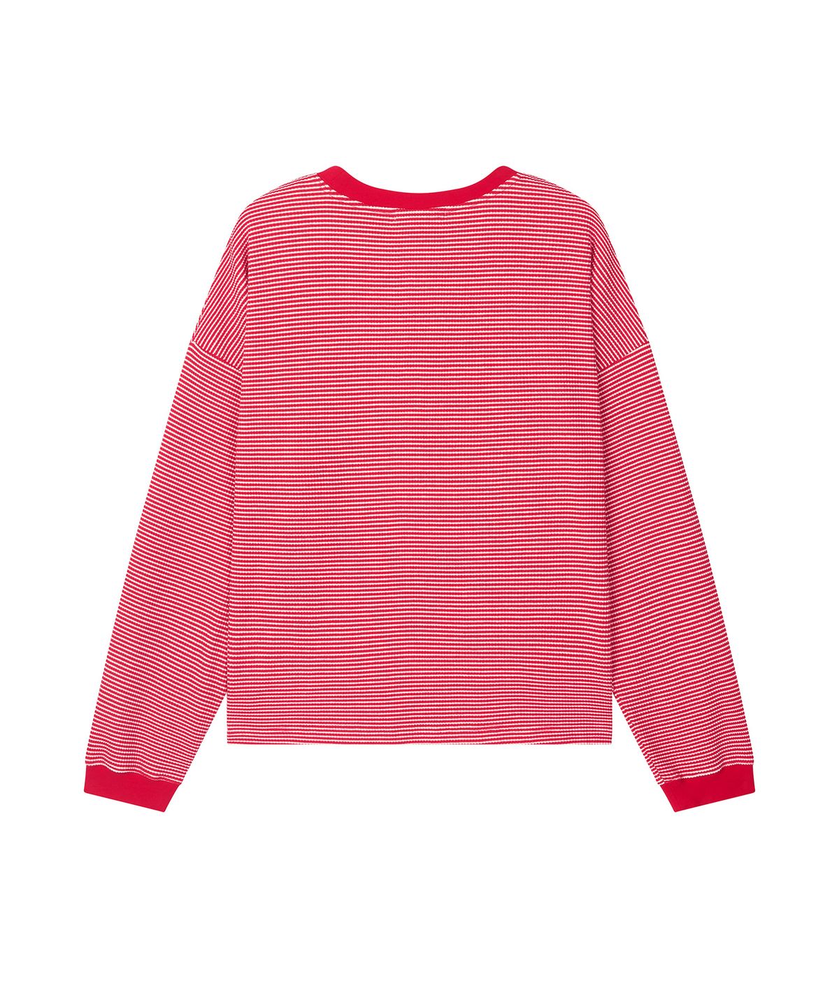 롤링스튜디오(ROLLINGSTUDIOS) DROP SHOULDER COTTON STRIPED T-SHIRT RED