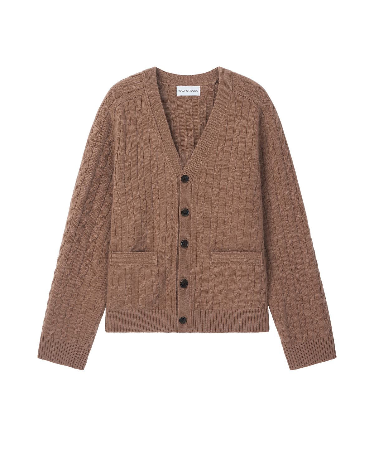 롤링스튜디오(ROLLINGSTUDIOS) MERINO WOOL CABLE KNIT CARDIGAN TOBACCO BROWN