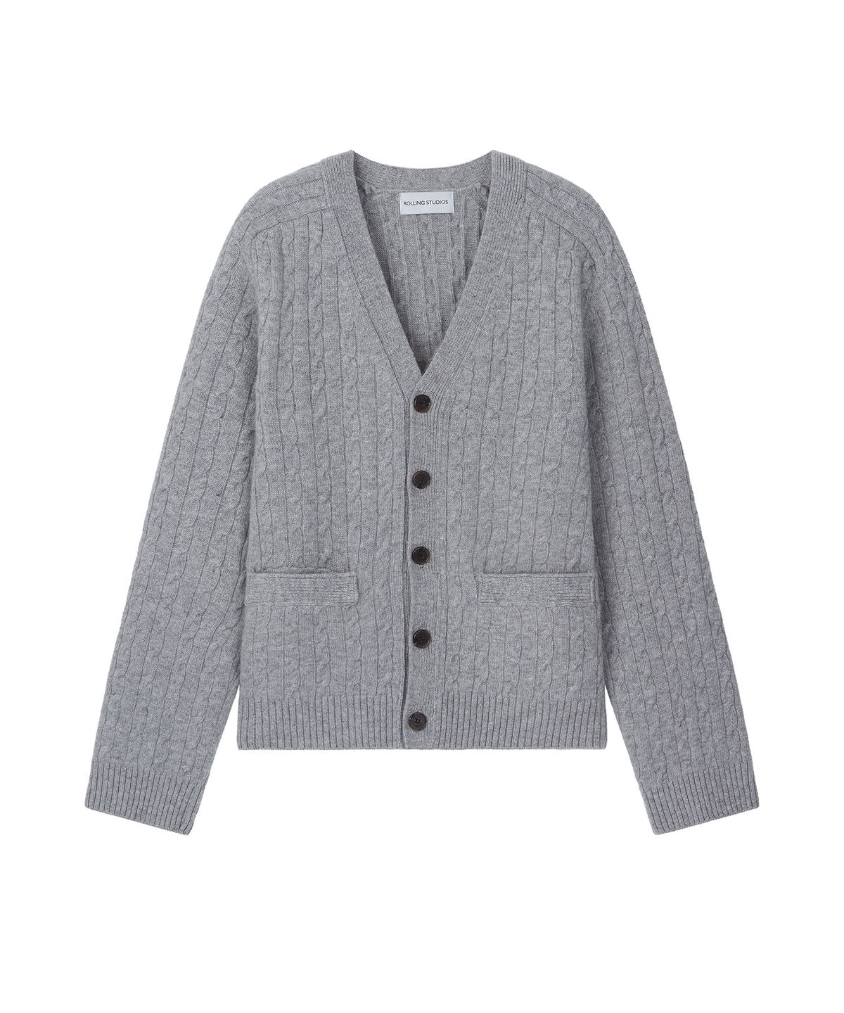 롤링스튜디오(ROLLINGSTUDIOS) MERINO WOOL CABLE KNIT CARDIGAN GREY