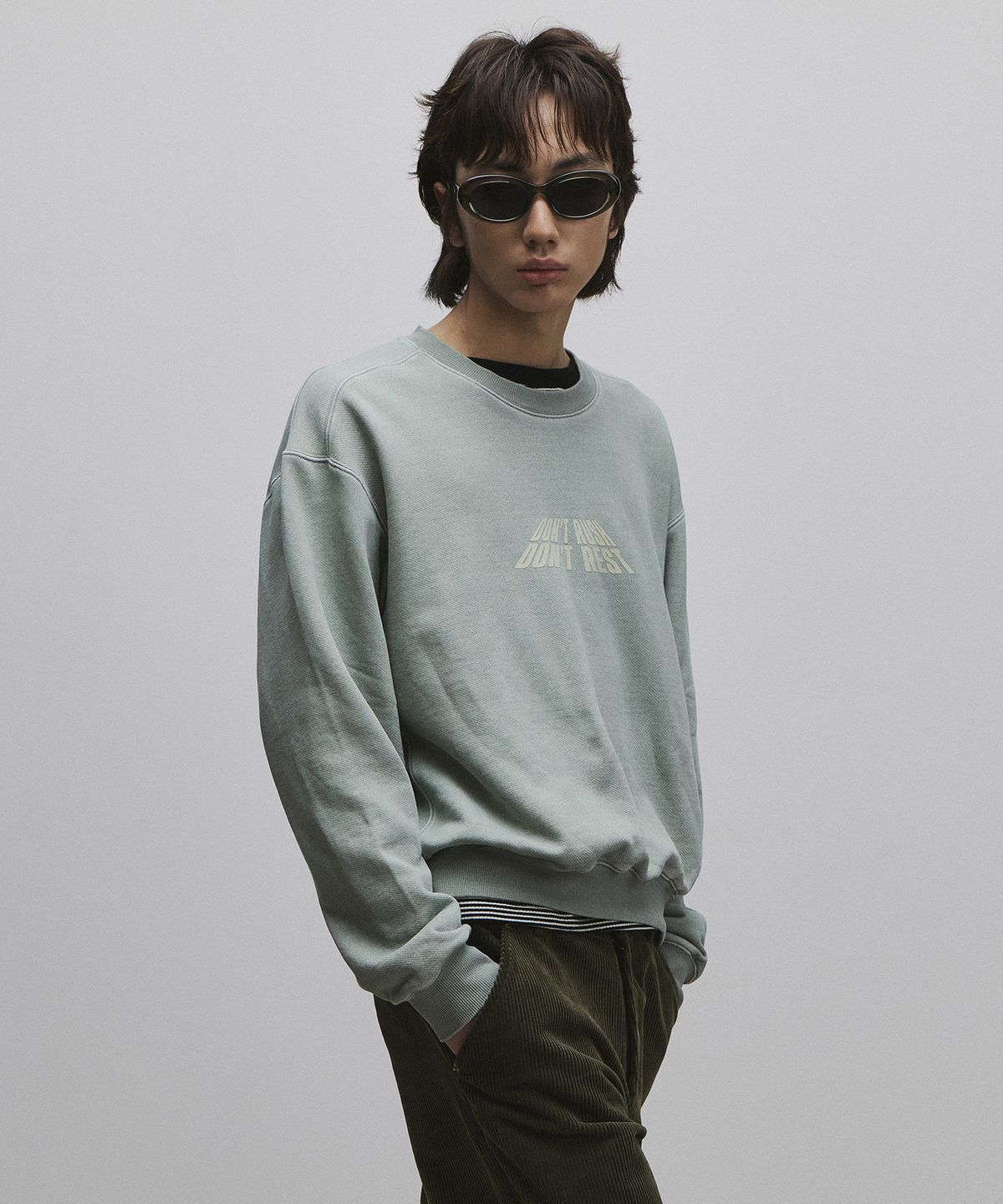 롤링스튜디오(ROLLINGSTUDIOS) GARMENT WASHED SWEATSHIRT MISTY SAGE