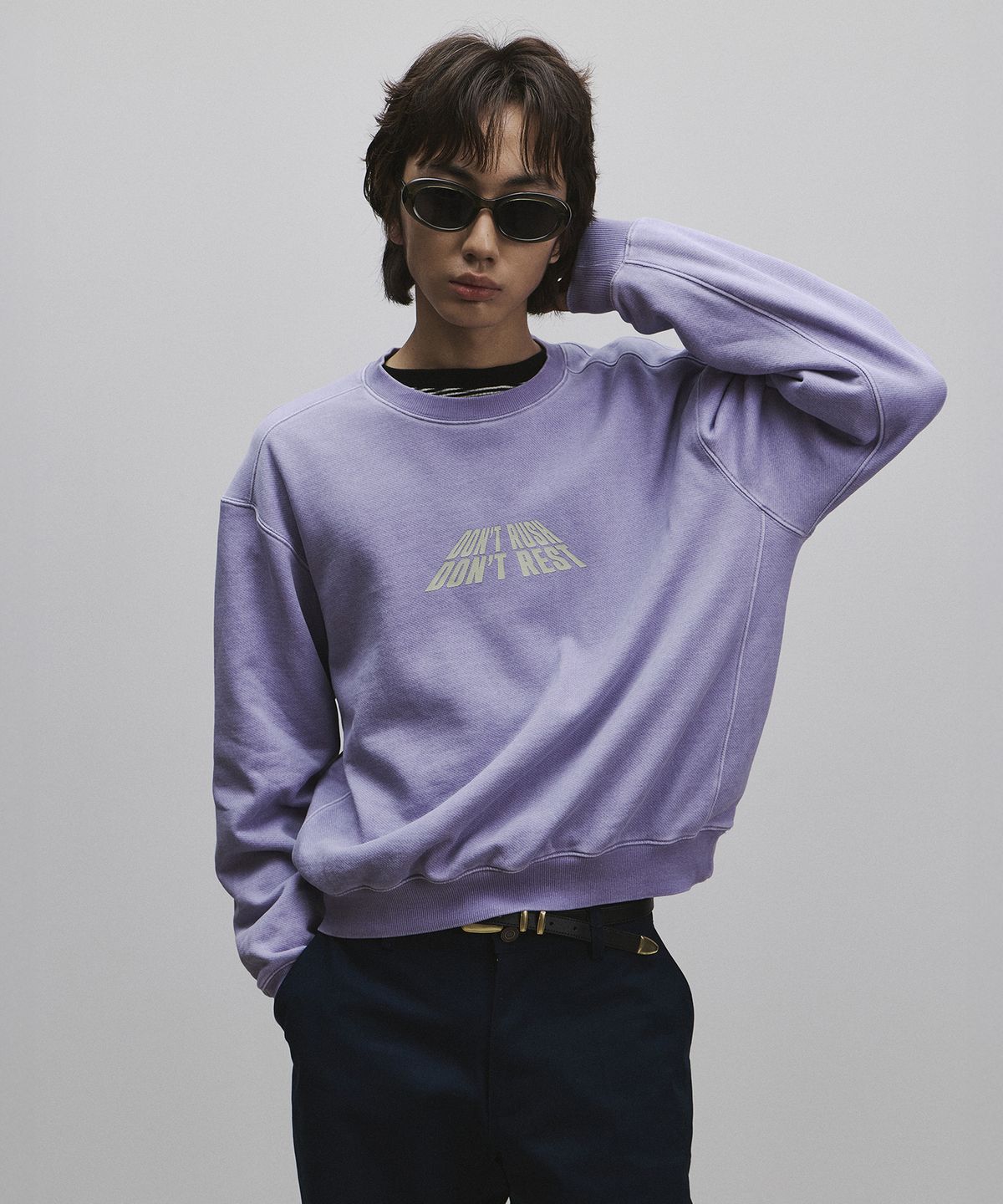 롤링스튜디오(ROLLINGSTUDIOS) GARMENT WASHED SWEATSHIRT LILAC
