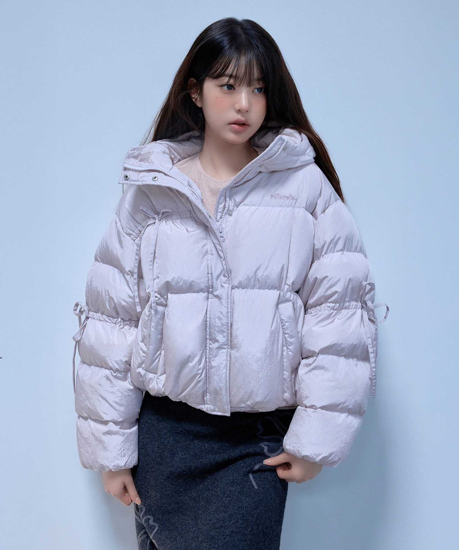 MUSINSA公式 | ROLAROLA RIBBON DOWN SHORT PADDING LAVENDER