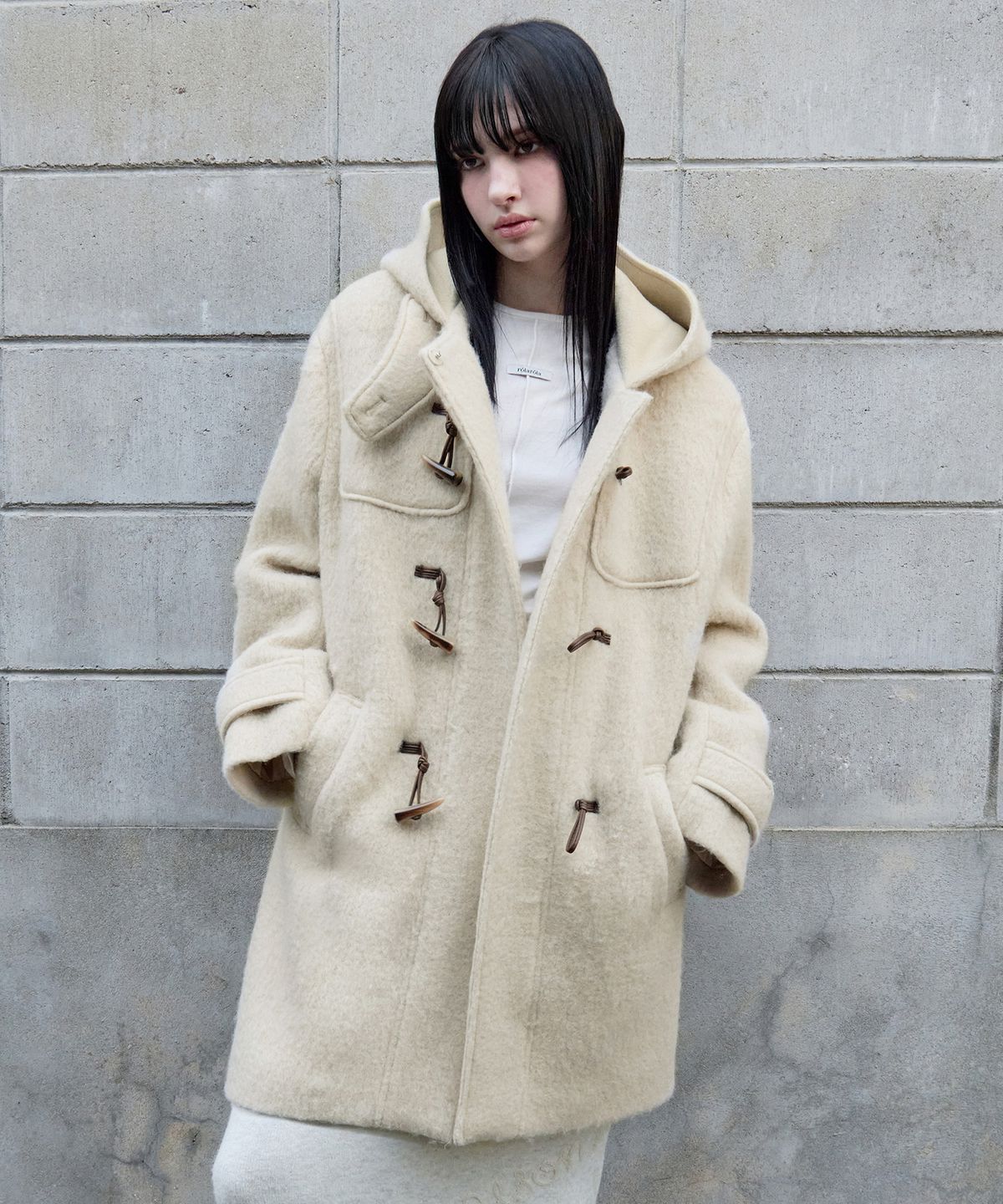 로라로라(ROLAROLA) HOOD DUFFLE HALF COAT LIGHT BEIGE