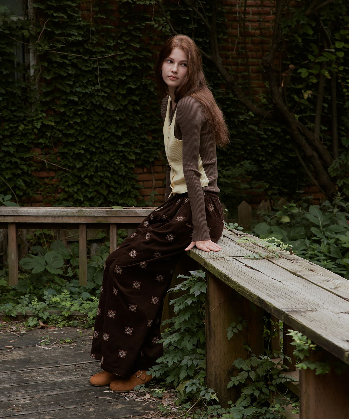 스튜디오앤파르크(STUDIO&PARC) Ethnic Corduroy Wide Pants_Brown