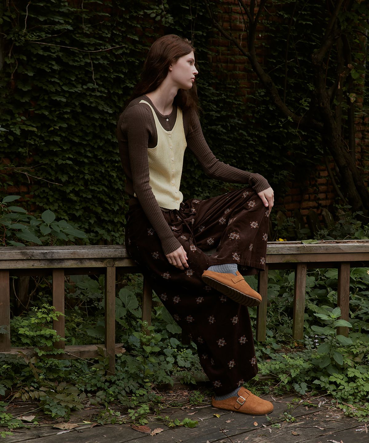 스튜디오앤파르크(STUDIO&PARC) Ethnic Corduroy Wide Pants_Brown