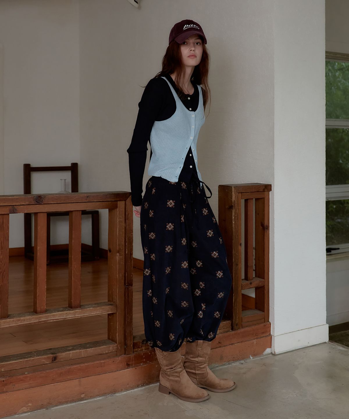 스튜디오앤파르크(STUDIO&PARC) Ethnic Corduroy Wide Pants_Navy