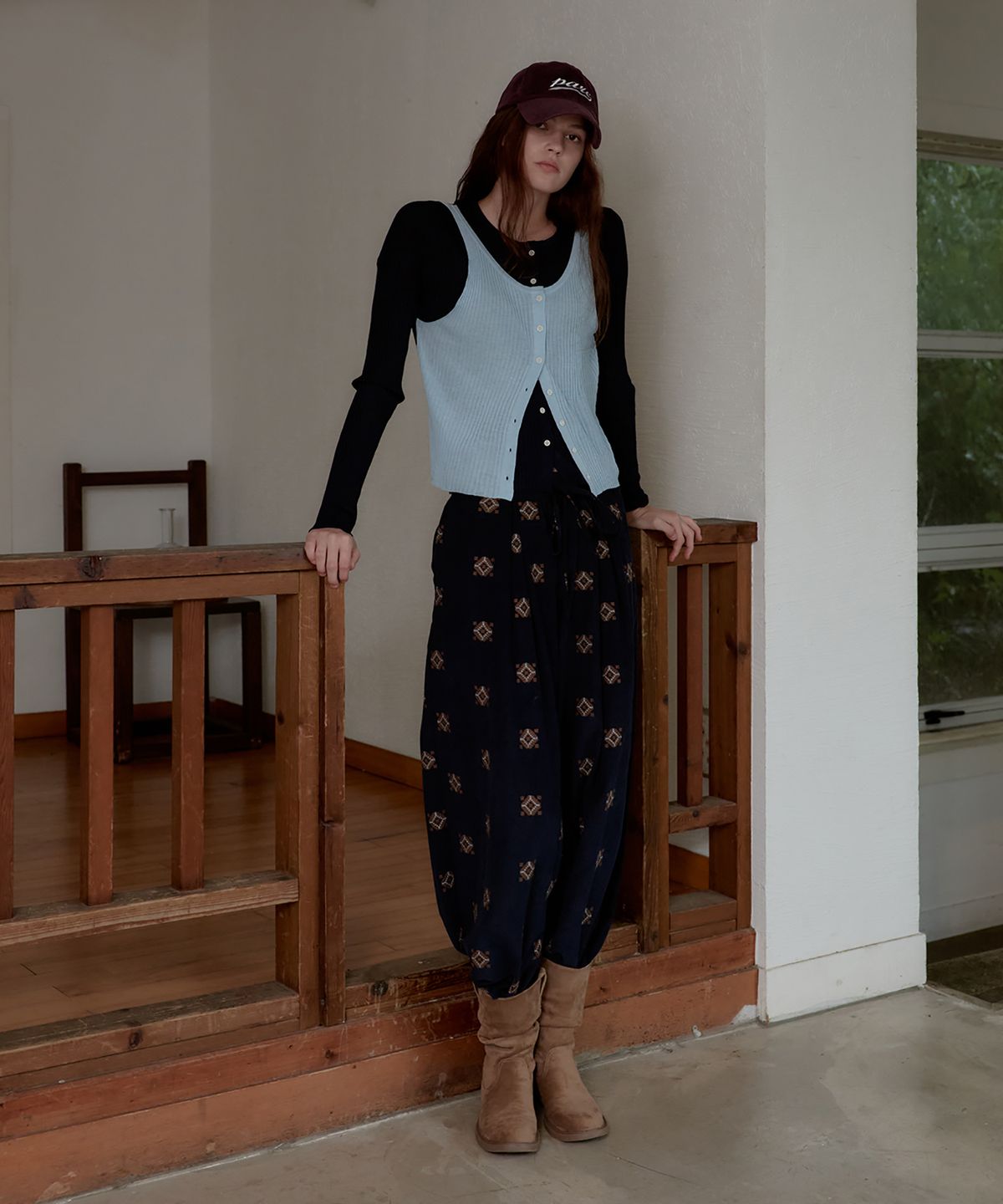 스튜디오앤파르크(STUDIO&PARC) Ethnic Corduroy Wide Pants_Navy