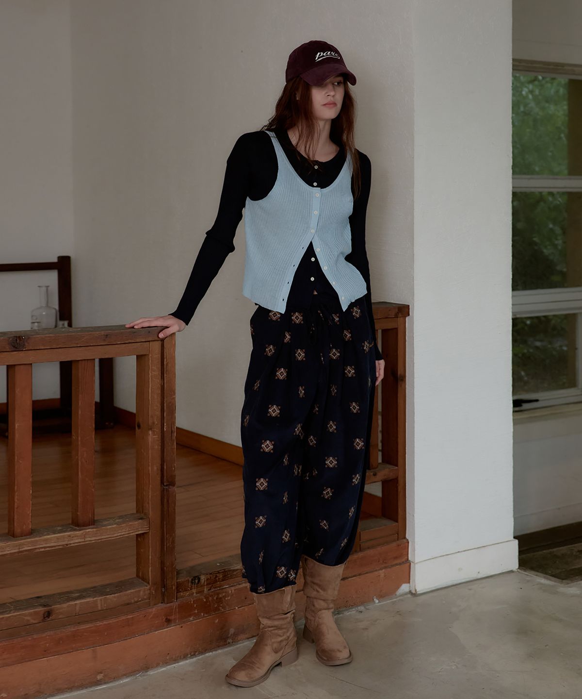 스튜디오앤파르크(STUDIO&PARC) Ethnic Corduroy Wide Pants_Navy