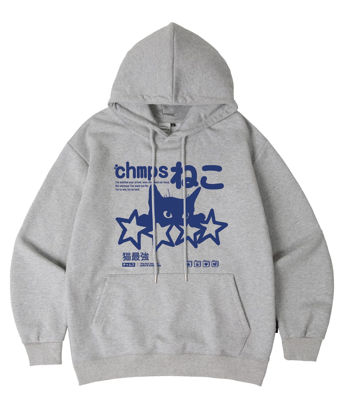 본챔스(BORN CHAMPS) [10 COLORS] CHMPS NEKO 오버핏 후드 티셔츠 B25FT02 [기모/NO기모]