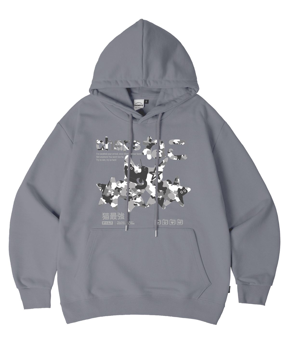 본챔스(BORN CHAMPS) [11 COLORS] CHMPS NEKO  CAMO 오버핏 후드 티셔츠 B25FT03 [기모/NO기모]