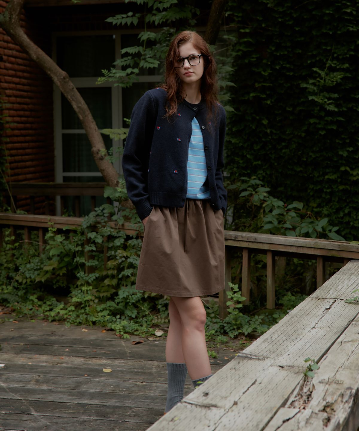 스튜디오앤파르크(STUDIO&PARC) Contrast Waist Skirt with Inner Shorts_Brown