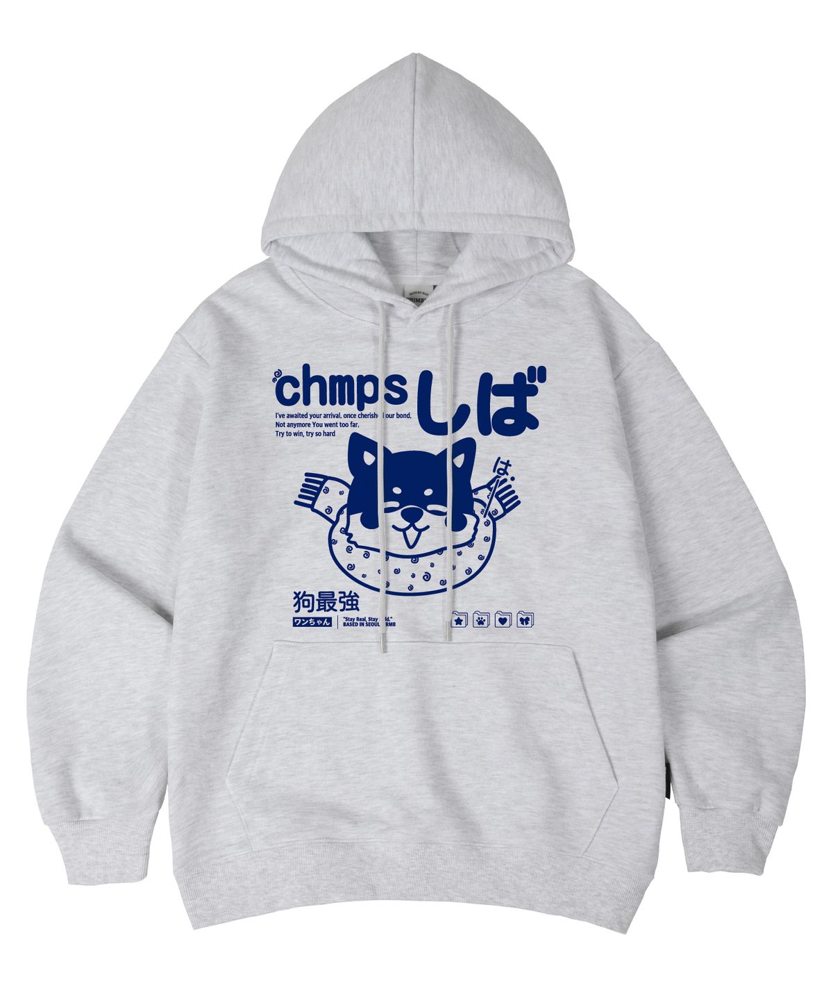 본챔스(BORN CHAMPS) [8 COLORS] CHMPS SHIBA 오버핏 후드 티셔츠 B25FT04 [기모/NO기모]