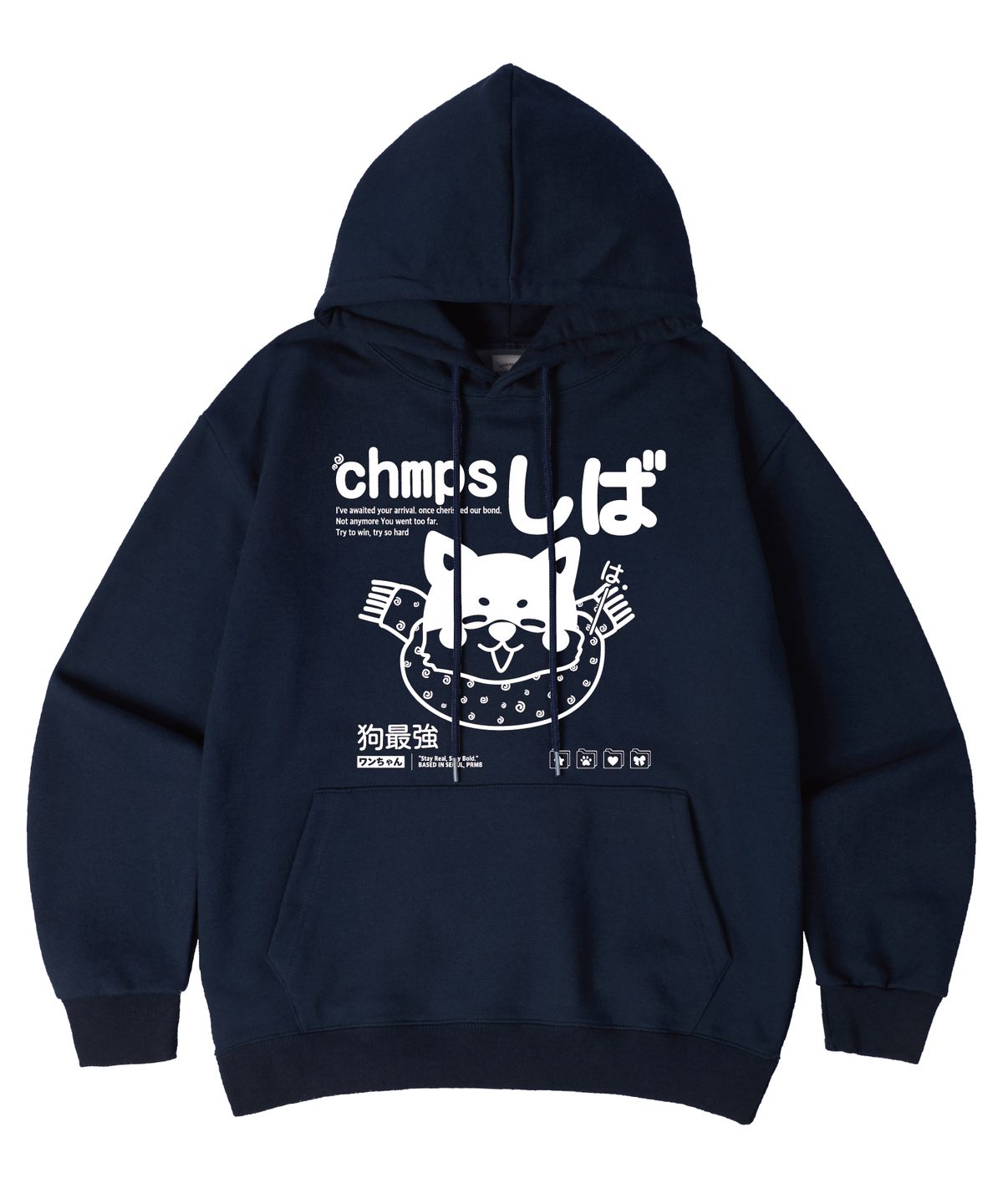 본챔스(BORN CHAMPS) [8 COLORS] CHMPS SHIBA 오버핏 후드 티셔츠 B25FT04 [기모/NO기모]