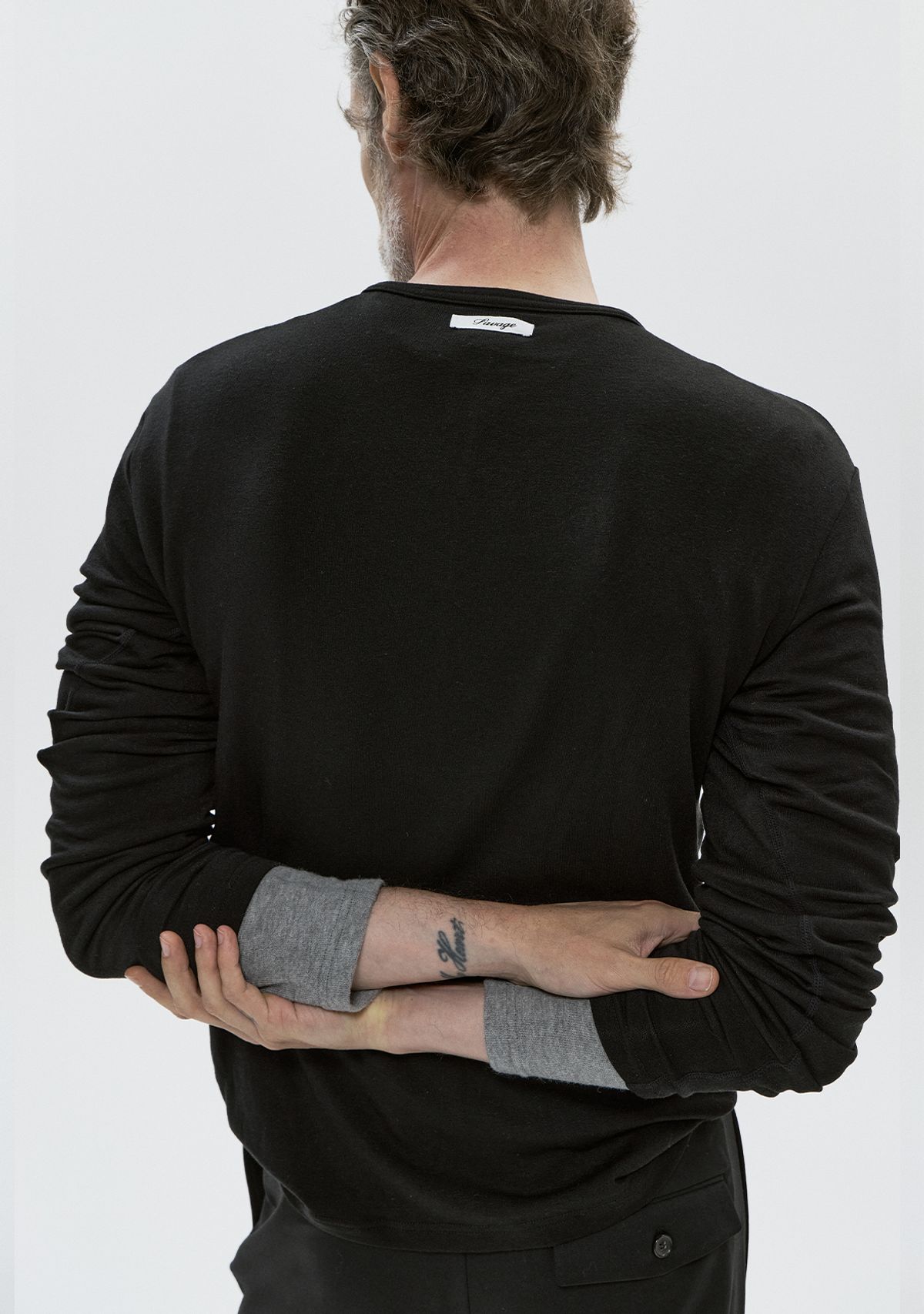 세비지(SAVAGE) Wool Crewneck Jersey Long Sleeve - Black