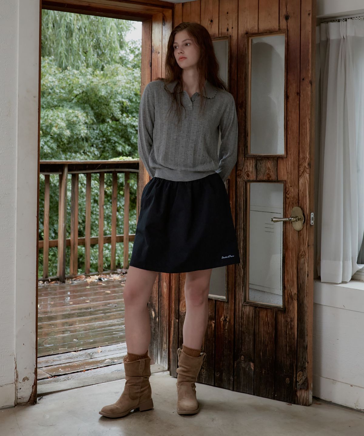 스튜디오앤파르크(STUDIO&PARC) Contrast Waist Skirt with Inner Shorts_Navy