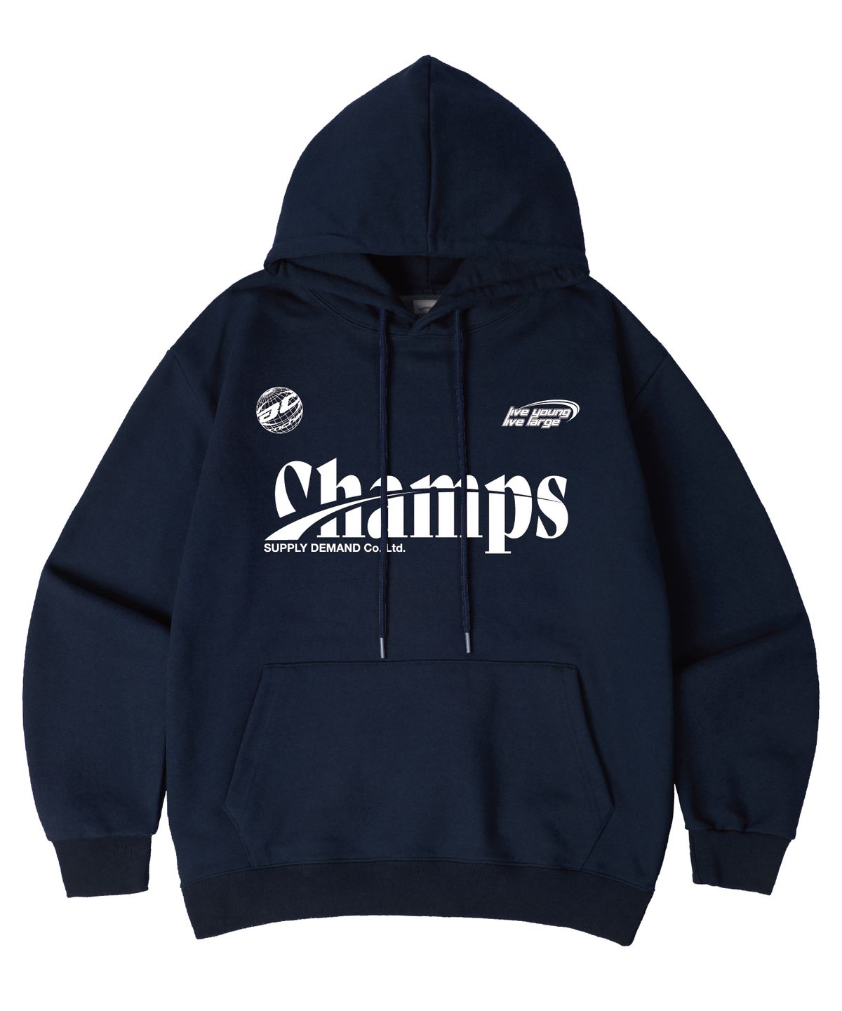 본챔스(BORN CHAMPS) [7 COLORS] CHMPS SPORTY LOGO 오버핏 후드 티셔츠 B25FT05 [기모/NO기모]