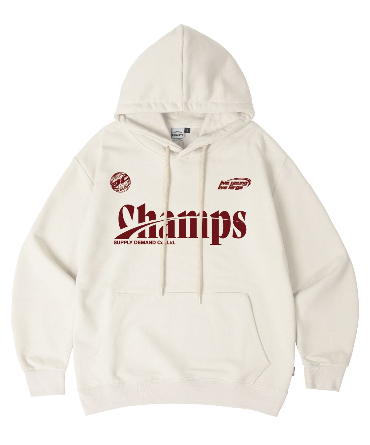 본챔스(BORN CHAMPS) [7 COLORS] CHMPS SPORTY LOGO 오버핏 후드 티셔츠 B25FT05 [기모/NO기모]