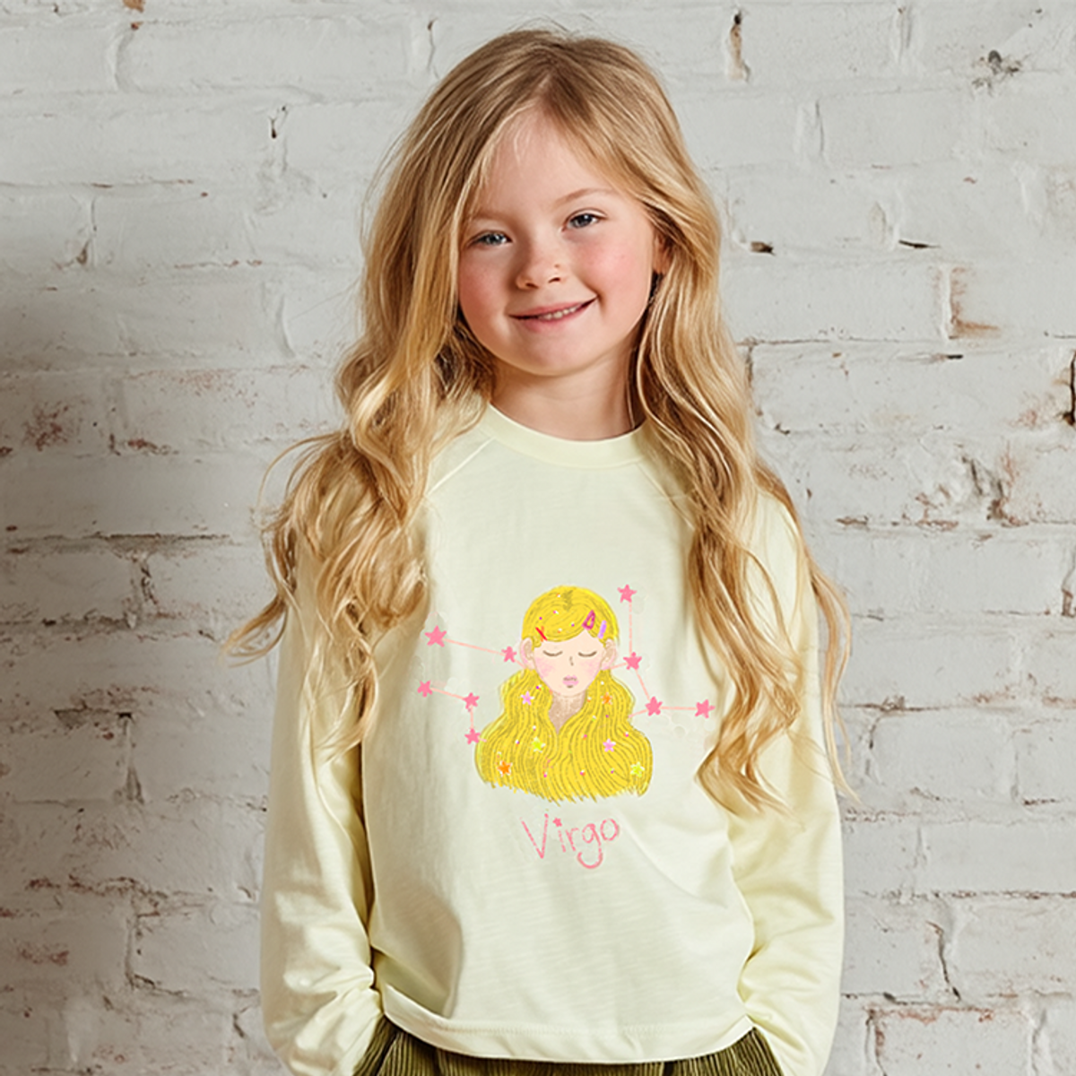 라메종드도도(LA MAISON DE DODO) Reglan Block T Shirt with Virgo (Lemon Yellow)_긴팔티셔츠