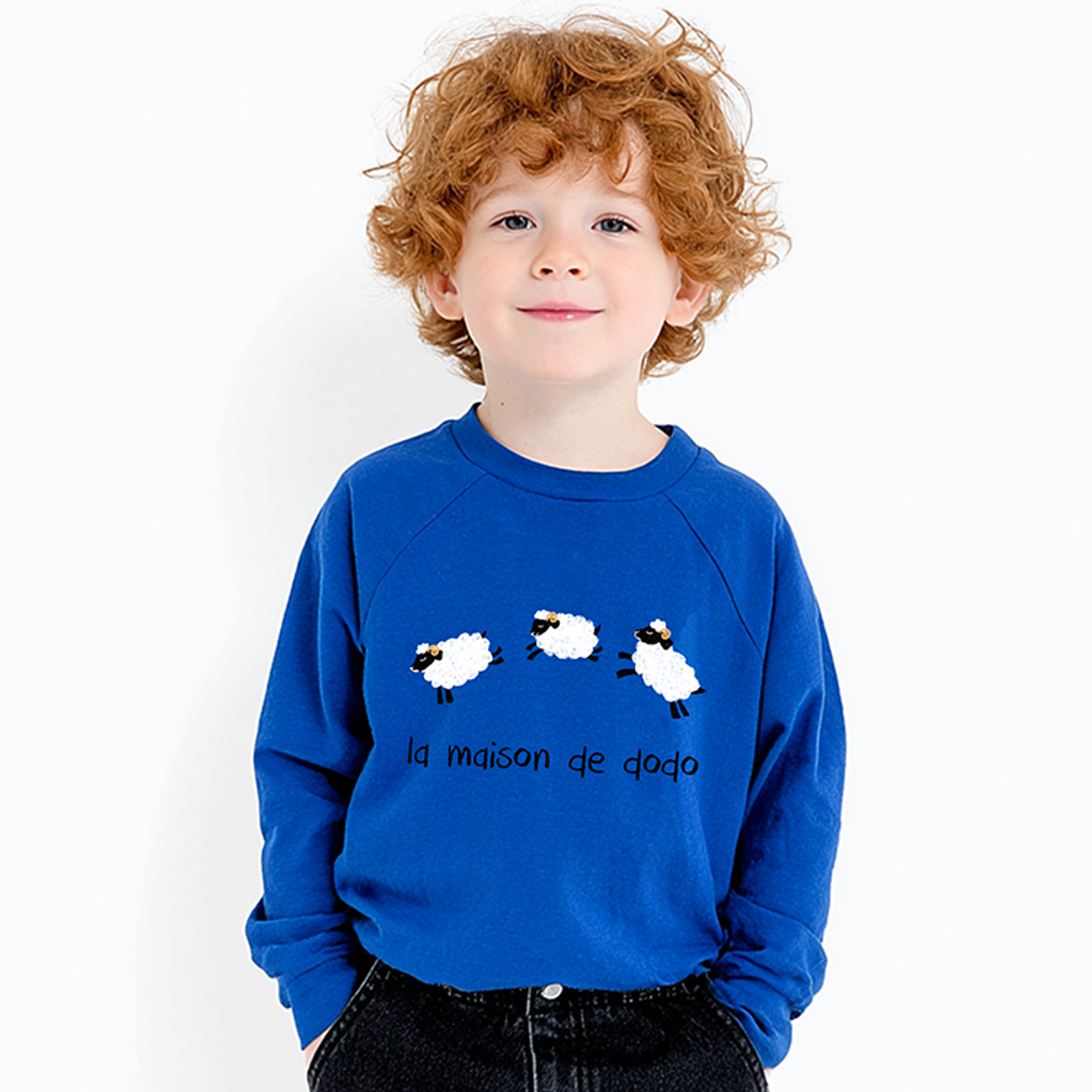 라메종드도도(LA MAISON DE DODO) Reglan Block T Shirt with Aries (Cerulean Blue)_긴팔티셔츠