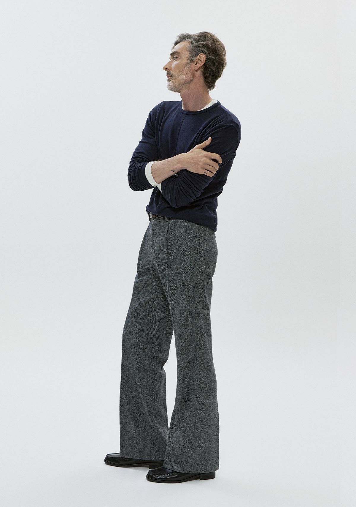 세비지(SAVAGE) Wool Crewneck Jersey Long Sleeve - Navy