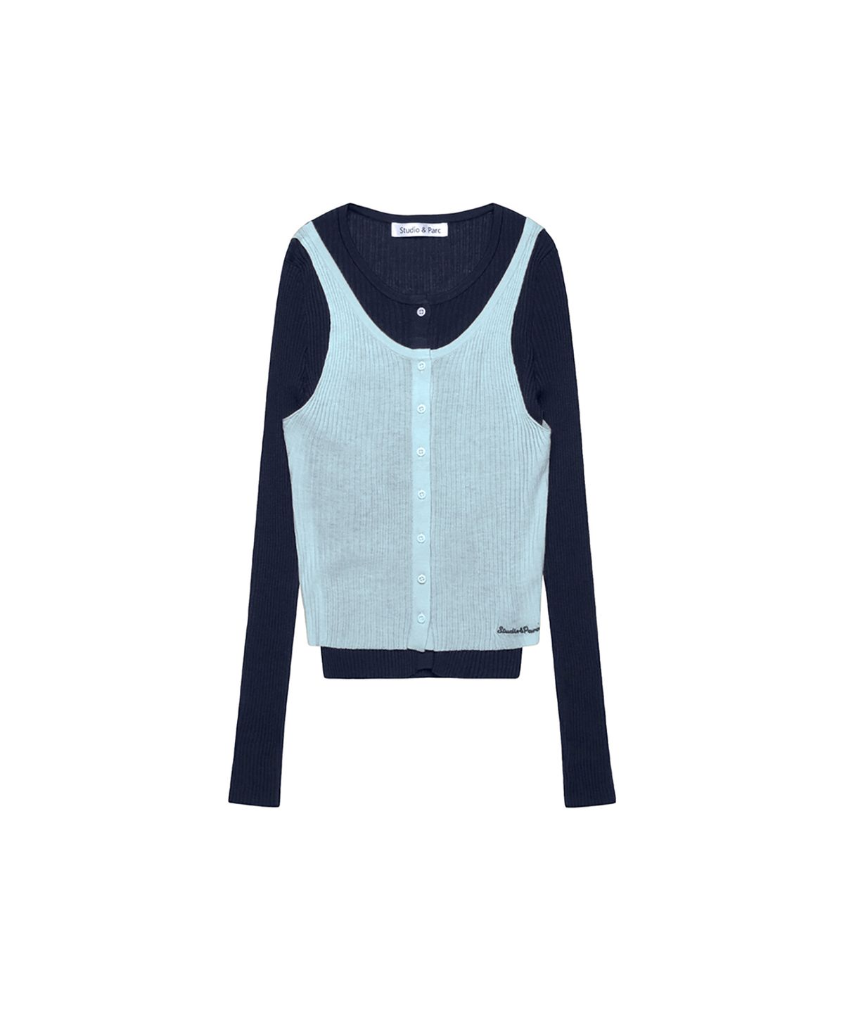 스튜디오앤파르크(STUDIO&PARC) Layered Contrast Singlet Knit_Blue