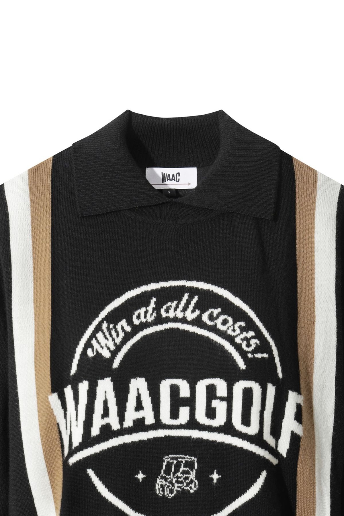 왁(WAAC) Women Cashfeel Stripe Collar Sweater WWWAW25703BKX