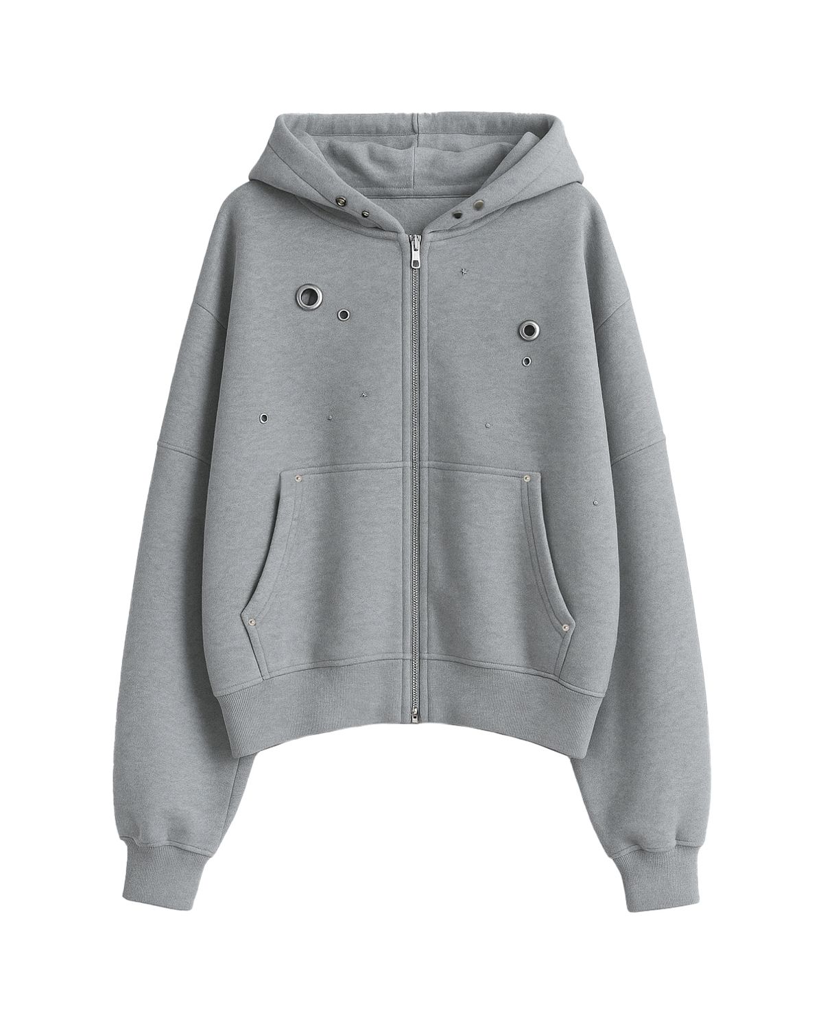 쏘씨(SAUCY) Eyelet hood jumper (Grey)